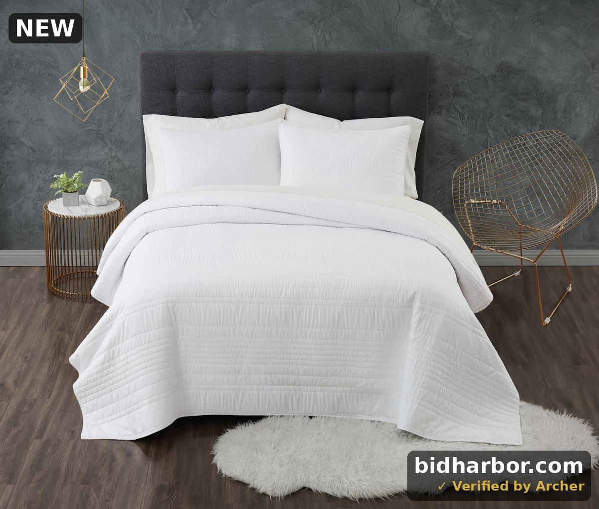 Truly Calm Antimicrobial 3-Piece Quilt Set, White - Full/Queen
