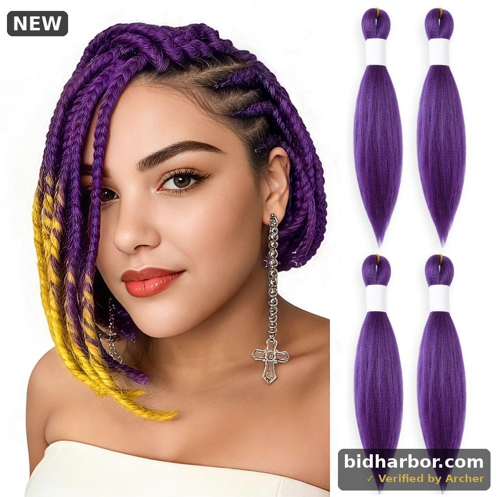 Dark Purple Braiding Hair Pre Stretched 10 Inch, Synthetic Gyal Braids