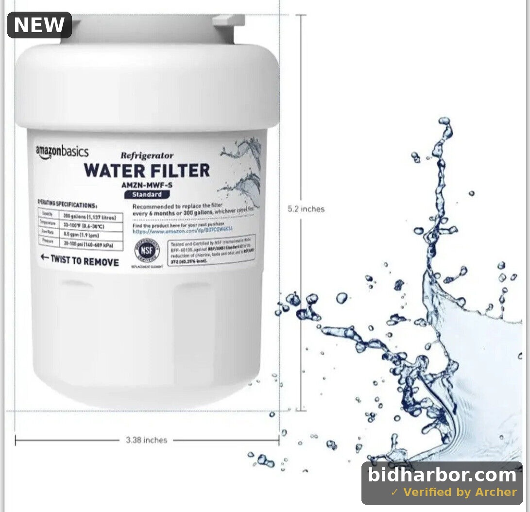 Amazon Basics Replacement GE MWF Refrigerator Water Filters — Standard Filtration, 2-Pack