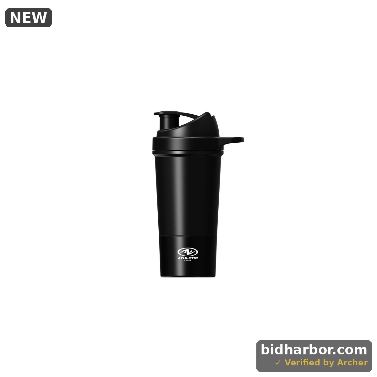 24oz Stainless Steel Black Protein Drink Shaker Bottle with Powder Compartment by Athletic Works