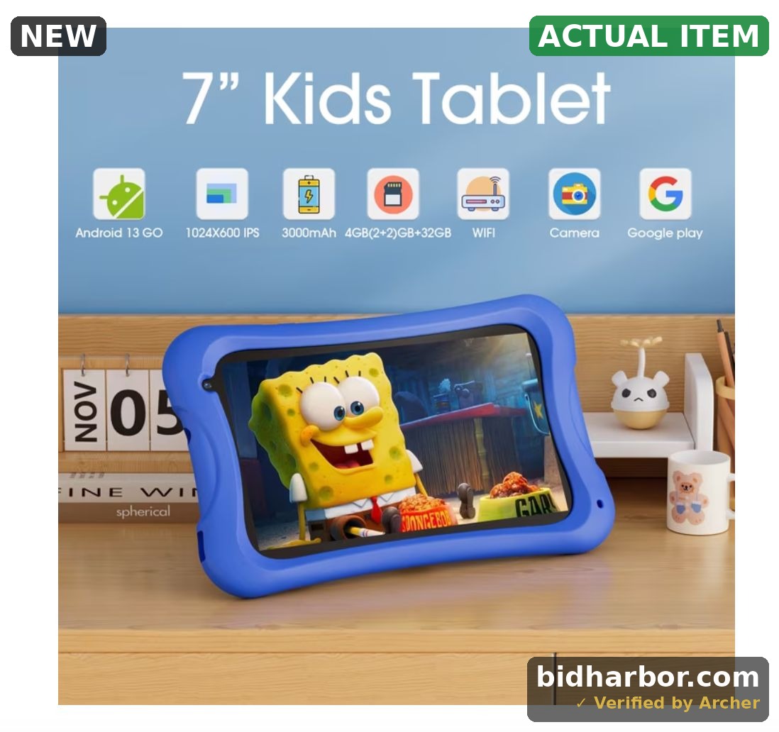 Digiland Kids Tablet 7 inch,Android 13 Go Quad Core Tablet for Toddler with IWAWA App, 32GB ROM+5GB RAM,Parent Control,Wi-Fi,Blue