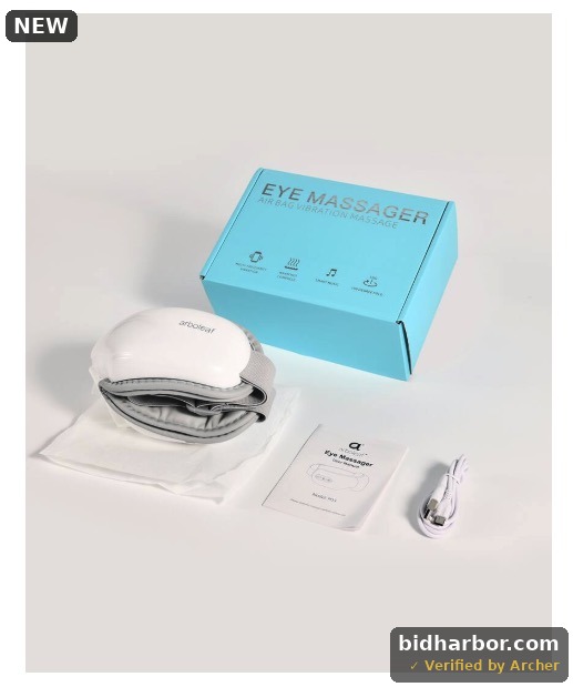 Arboleaf - Eye Massager with Heat, Compression and Music, Wireless Eye Mask Massager with 5 Modes for Relieve Eye Strain - White