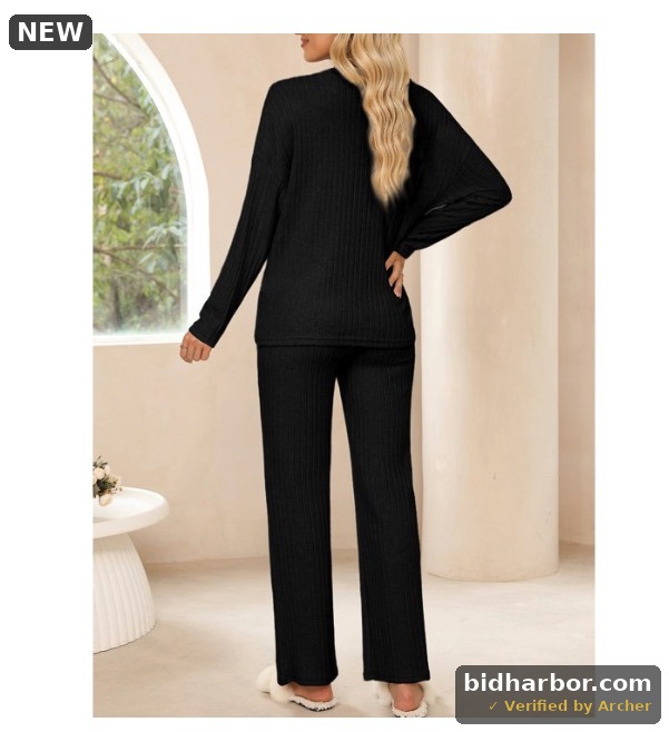 DOKOTOO Outfit Sets for Women 2 Piece Sets Winter Ribbed Lounge Sets with Pockets Knit Sweater Tops with Pants Matching Sets Black S(US4-6)