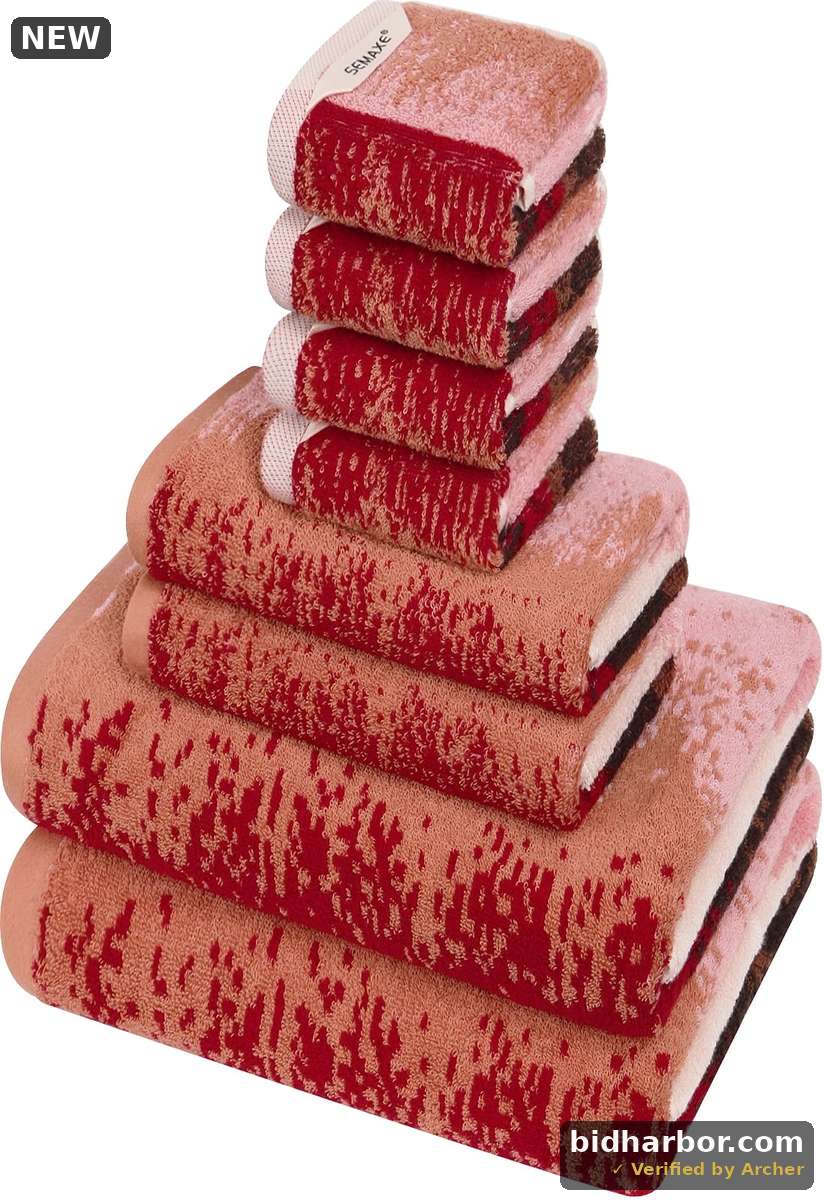 Semaxe Colorful Bath Towel Set Include 2 Bath Towels 2 Hand Towels And 4 Washcloths. (Red)