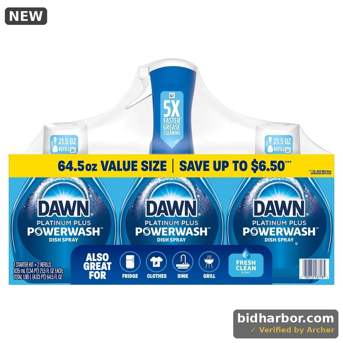 Dawn Platinum Plus Powerwash Dish Spray, Fresh Scent, 1 Spray Bottle + 2 Refills