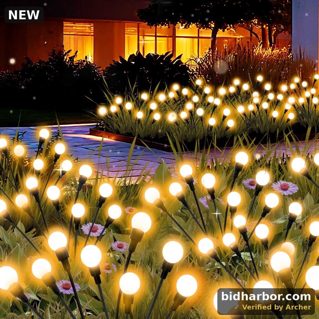 TopZoo Solar Garden Stake Lights Outdoor Waterproof, 8 Pack/2 Modes Swaying Firefly Lights for Garden Decor, Yard, Patio, Pathway, Party, Christmas Decoration, Warm White 64 LED
