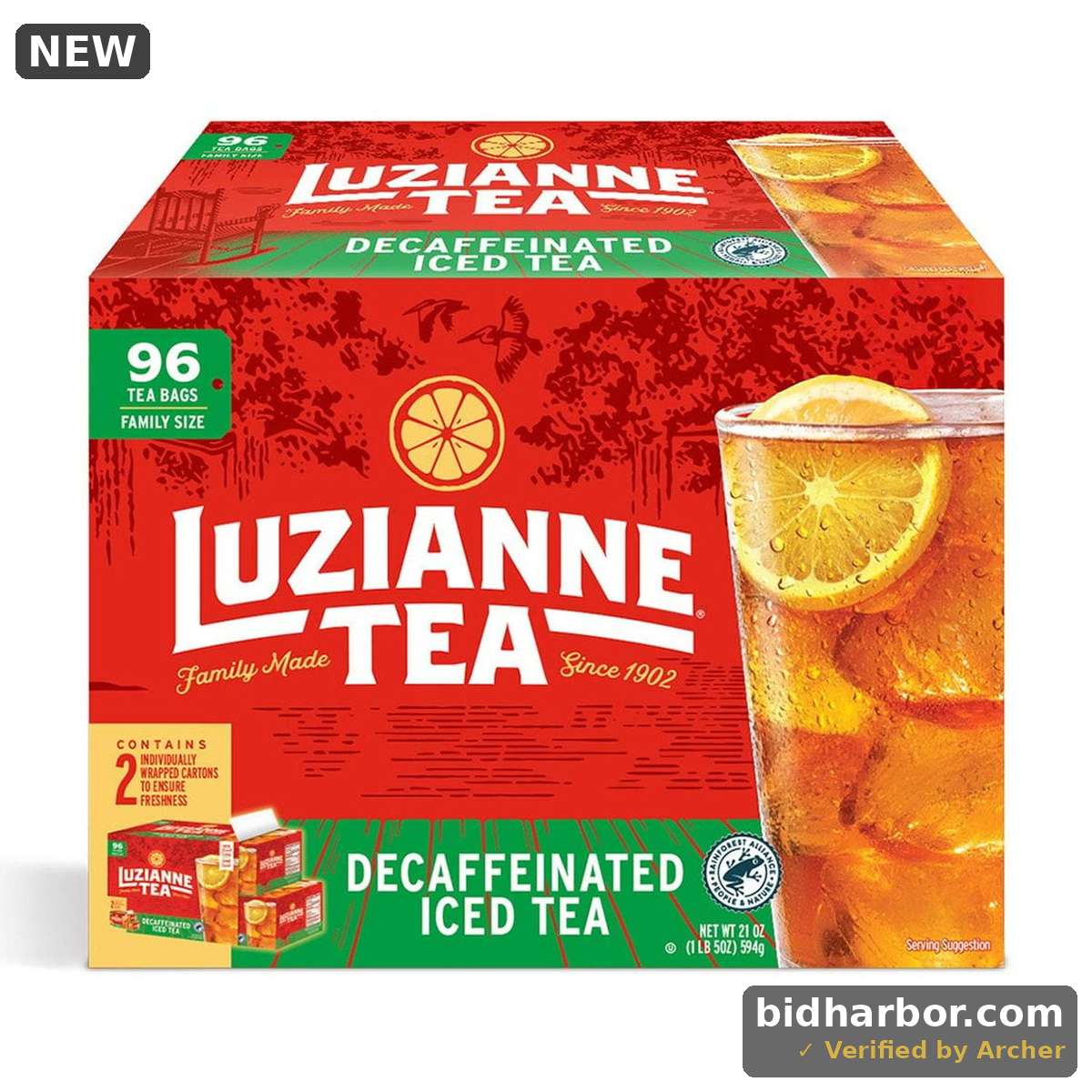 Luzianne Decaffeinated Iced Tea 96 Family Size Bags