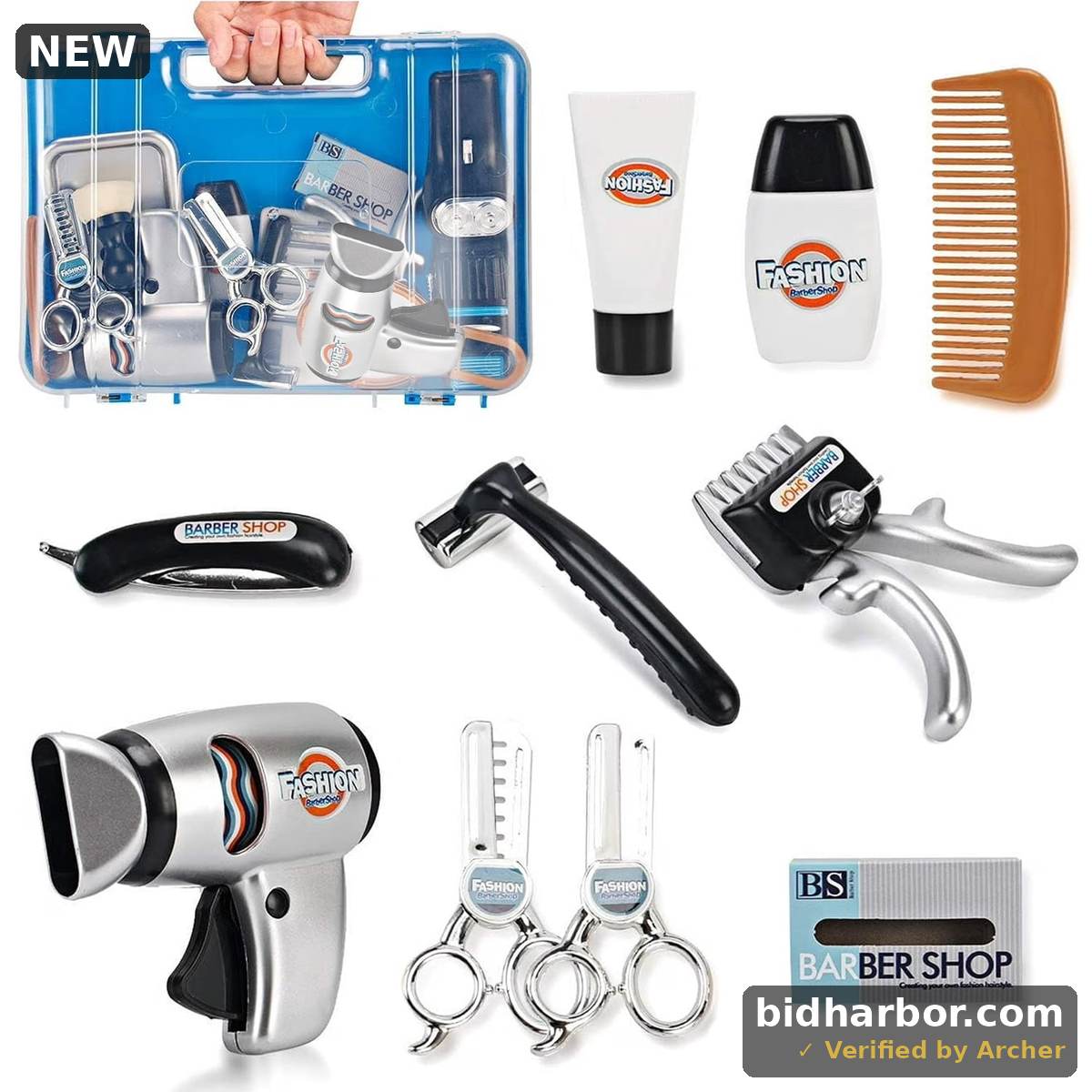 Style-Carry Pretend Play Shaving and Grooming Kit for Kid Toys for 3-6 Years Boys Makeup Barber Set with Storage Box Christmas Birthday Gift for Boys 3 4 5 6 7 Year Old