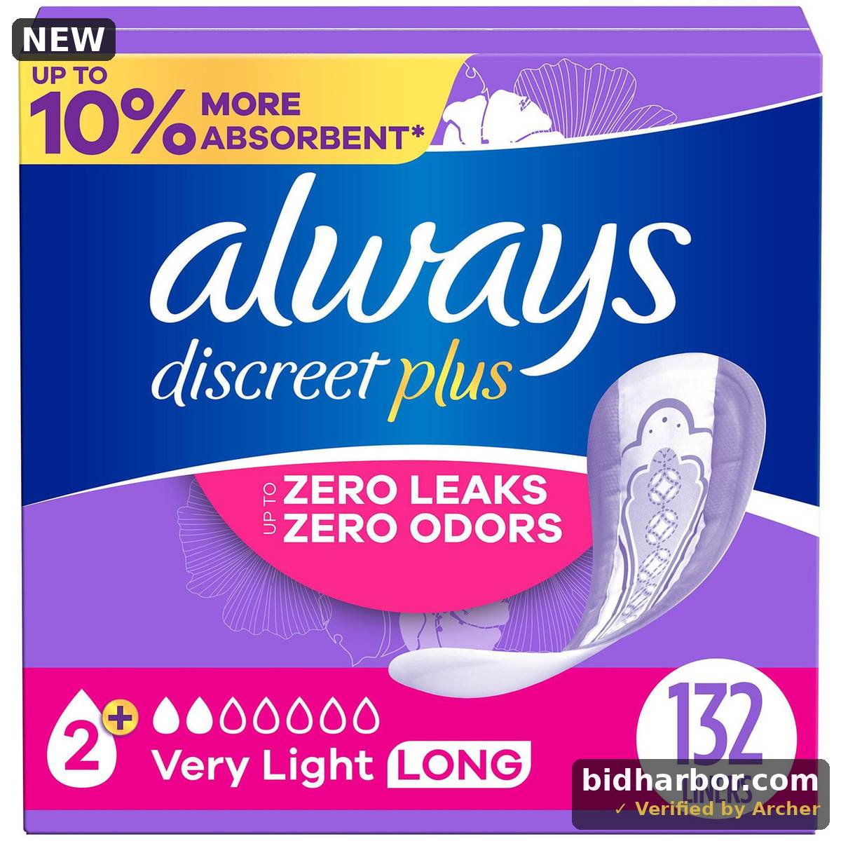 Always Discreet Incontinence Liners Very Light Absorbency (132 ct.)