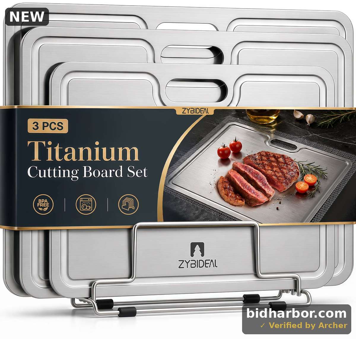 ZYBIDEAL Titanium Cutting Board Set — 3 Pieces