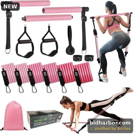 Pilates Bar Kit with Resistance Bands,Pilates Bar with Stackable Bands Workout Equipment for Legs,Hip,Waist and Arm,Exercise Fitness Equipment for Women & Men Home Gym Yoga Pilates
