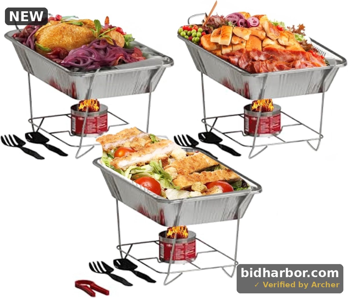 ALPHA LIVING Disposable Chafing Dish Buffet Set, Food Warmers for Parties, Fuel Cans Complete