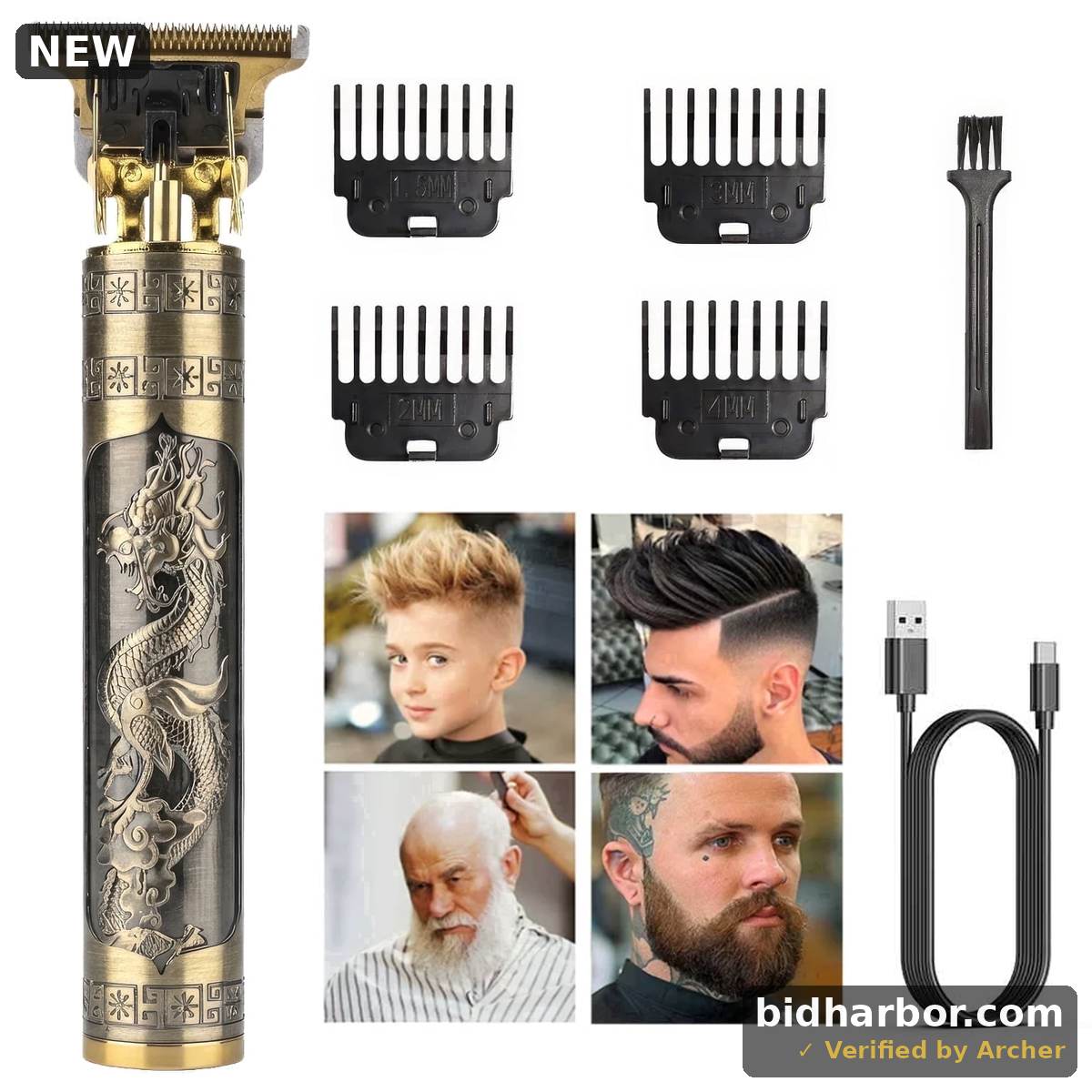 Obacre Hair Clippers for Men, Cordless Electric Hair Trimmer Rechargeable Beard Trimmer Shaver, Electric T Blade Trimmer Zero Gapped Edgers Hair Cutting Kit with Guide Combs