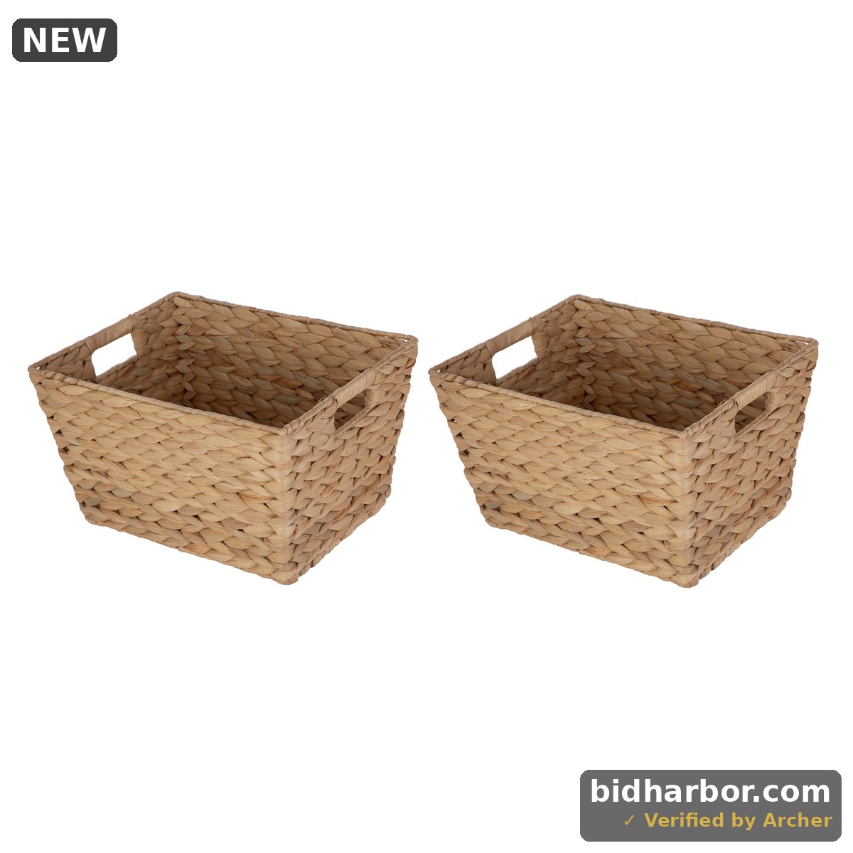 Better Homes & Gardens Large Water Hyacinth Storage Baskets with Handles, 2 Pack